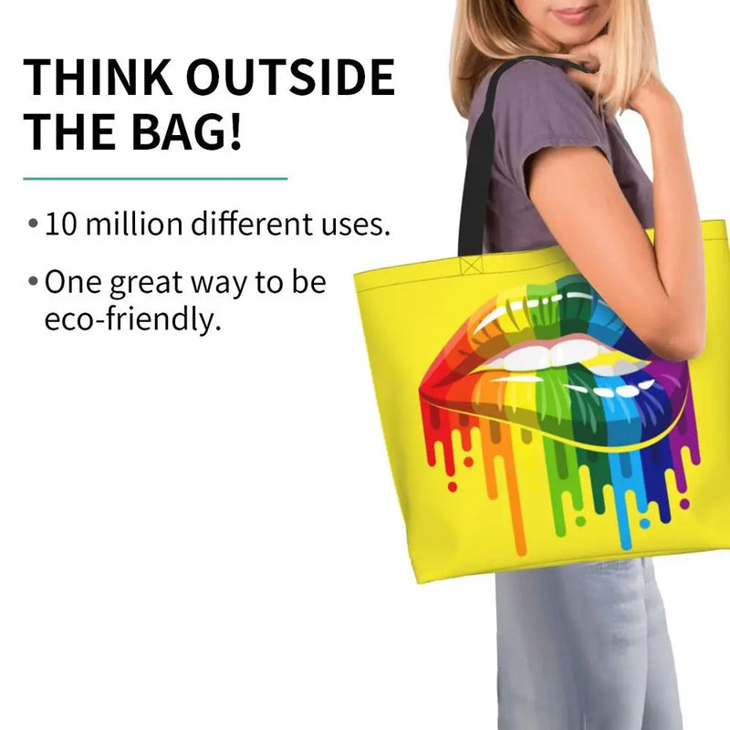 Bolsa bag Bandeira do Orgulho LGBT Progresso Bolsa de Compras Bolsa de Compras Feminina Bolsa de Ombro de Lona para Orgulho Gay Bolsas de Grande Capacidade bolsa grande LGBTQIAP+