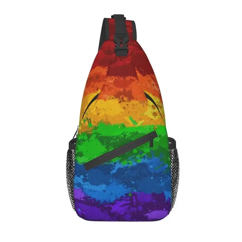 Bolsa tiracolo com bandeira LGBTQIAP+e pata de urso gay , beer bag, bolsa de ombro personalizada LGBT, mochila transversal de ombro para homens, mochila de viagem e caminhada