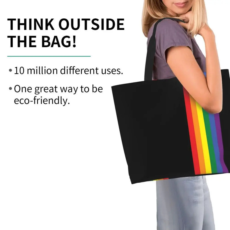 Bolsa bag Bandeira do Orgulho LGBT Progresso Bolsa de Compras Bolsa de Compras Feminina Bolsa de Ombro de Lona para Orgulho Gay Bolsas de Grande Capacidade bolsa grande LGBTQIAP+