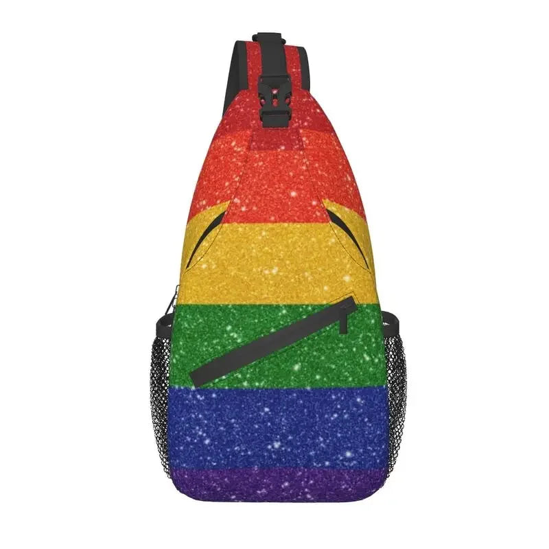 Bolsa tiracolo com bandeira LGBTQIAP+e pata de urso gay , beer bag, bolsa de ombro personalizada LGBT, mochila transversal de ombro para homens, mochila de viagem e caminhada