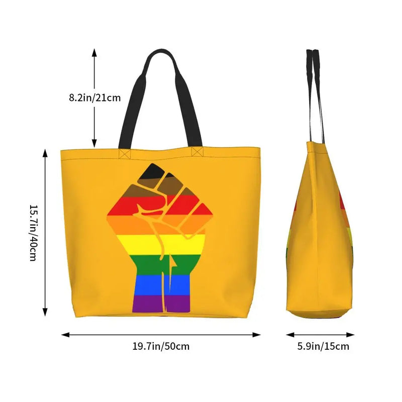 Bolsa bag Bandeira do Orgulho LGBT Progresso Bolsa de Compras Bolsa de Compras Feminina Bolsa de Ombro de Lona para Orgulho Gay Bolsas de Grande Capacidade bolsa grande LGBTQIAP+
