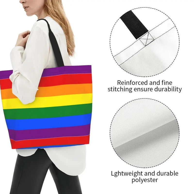Bolsa bag Bandeira do Orgulho LGBT Progresso Bolsa de Compras Bolsa de Compras Feminina Bolsa de Ombro de Lona para Orgulho Gay Bolsas de Grande Capacidade bolsa grande LGBTQIAP+