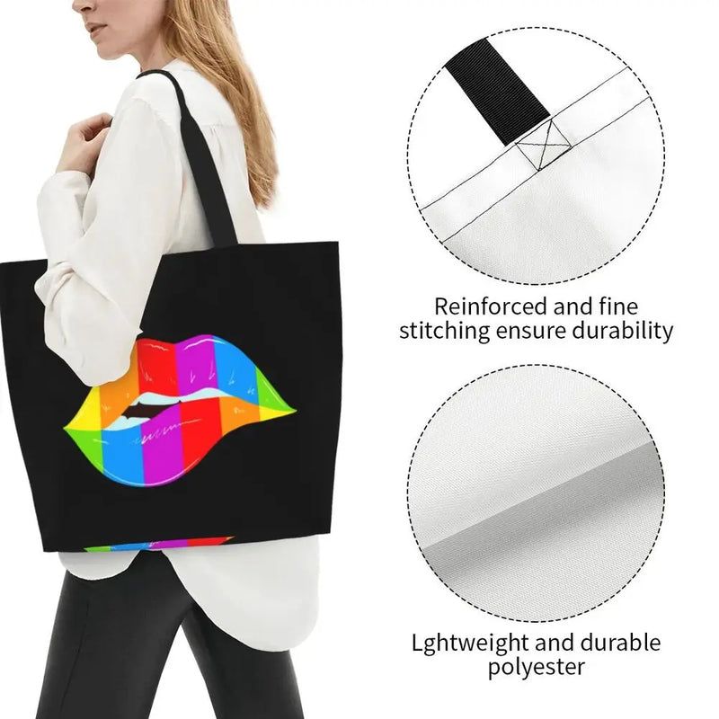 Bolsa bag Bandeira do Orgulho LGBT Progresso Bolsa de Compras Bolsa de Compras Feminina Bolsa de Ombro de Lona para Orgulho Gay Bolsas de Grande Capacidade bolsa grande LGBTQIAP+