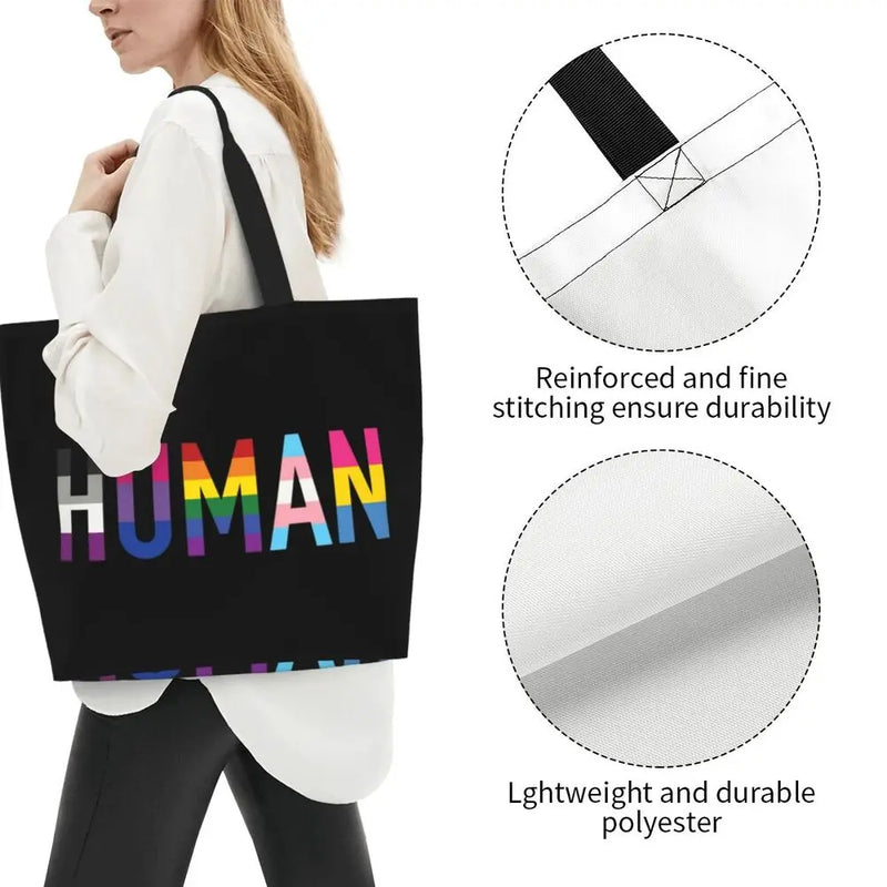 Bolsa bag Bandeira do Orgulho LGBT Progresso Bolsa de Compras Bolsa de Compras Feminina Bolsa de Ombro de Lona para Orgulho Gay Bolsas de Grande Capacidade bolsa grande LGBTQIAP+