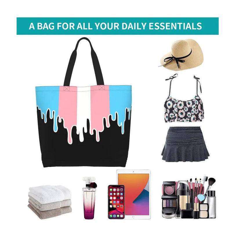 Bolsa bag Bandeira do Orgulho LGBT Progresso Bolsa de Compras Bolsa de Compras Feminina Bolsa de Ombro de Lona para Orgulho Gay Bolsas de Grande Capacidade bolsa grande LGBTQIAP+