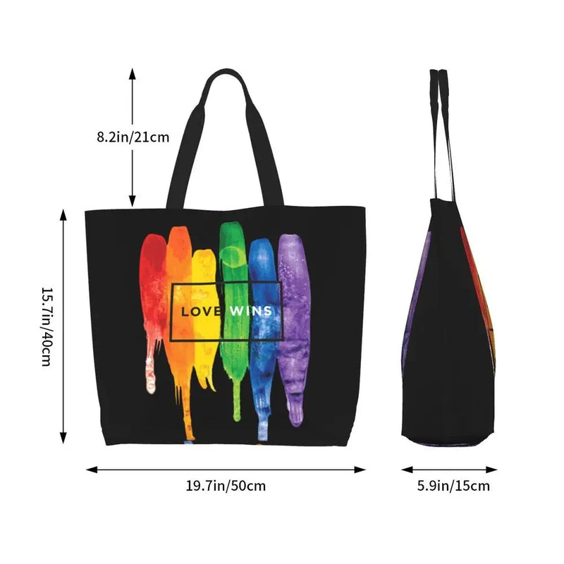 Bolsa bag Bandeira do Orgulho LGBT Progresso Bolsa de Compras Bolsa de Compras Feminina Bolsa de Ombro de Lona para Orgulho Gay Bolsas de Grande Capacidade bolsa grande LGBTQIAP+