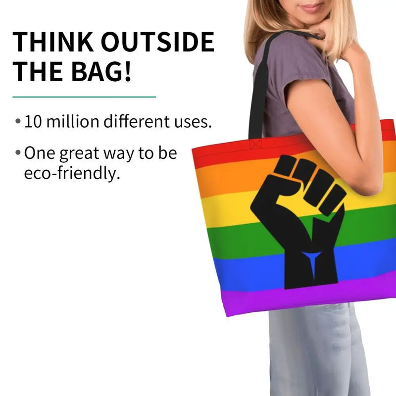 Bolsa bag Bandeira do Orgulho LGBT Progresso Bolsa de Compras Bolsa de Compras Feminina Bolsa de Ombro de Lona para Orgulho Gay Bolsas de Grande Capacidade bolsa grande LGBTQIAP+