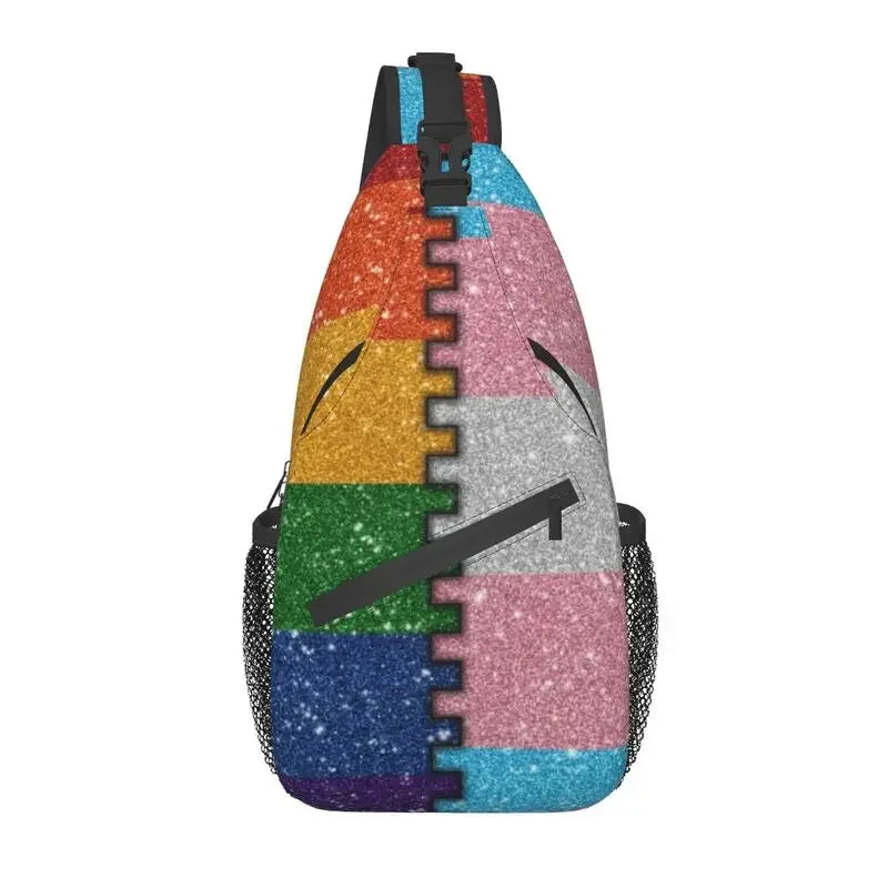 Bolsa tiracolo com bandeira LGBTQIAP+e pata de urso gay , beer bag, bolsa de ombro personalizada LGBT, mochila transversal de ombro para homens, mochila de viagem e caminhada
