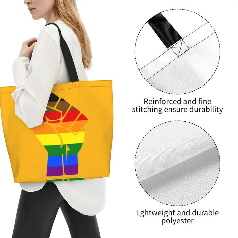 Bolsa bag Bandeira do Orgulho LGBT Progresso Bolsa de Compras Bolsa de Compras Feminina Bolsa de Ombro de Lona para Orgulho Gay Bolsas de Grande Capacidade bolsa grande LGBTQIAP+