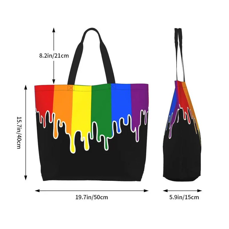 Bolsa bag Bandeira do Orgulho LGBT Progresso Bolsa de Compras Bolsa de Compras Feminina Bolsa de Ombro de Lona para Orgulho Gay Bolsas de Grande Capacidade bolsa grande LGBTQIAP+