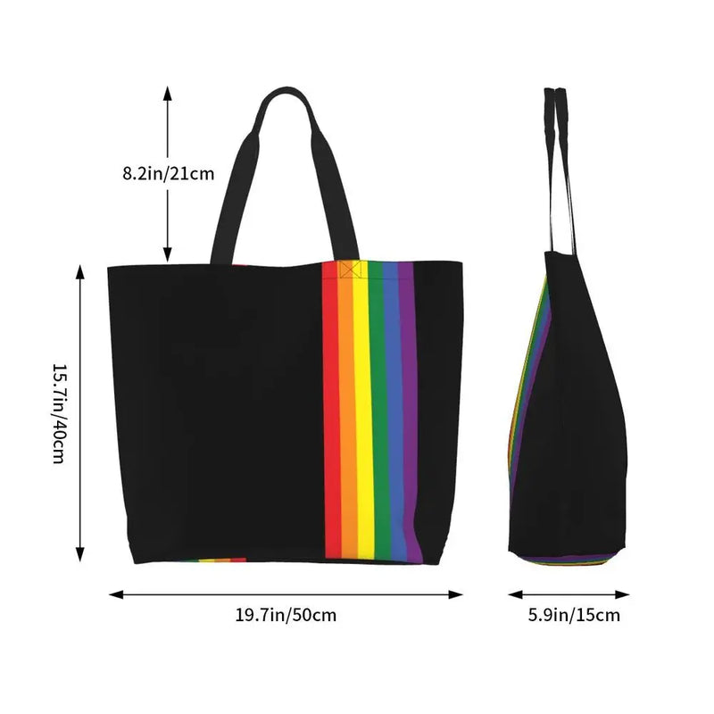 Bolsa bag Bandeira do Orgulho LGBT Progresso Bolsa de Compras Bolsa de Compras Feminina Bolsa de Ombro de Lona para Orgulho Gay Bolsas de Grande Capacidade bolsa grande LGBTQIAP+