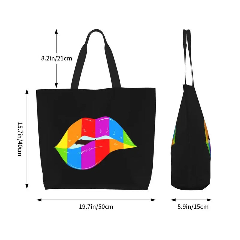 Bolsa bag Bandeira do Orgulho LGBT Progresso Bolsa de Compras Bolsa de Compras Feminina Bolsa de Ombro de Lona para Orgulho Gay Bolsas de Grande Capacidade bolsa grande LGBTQIAP+