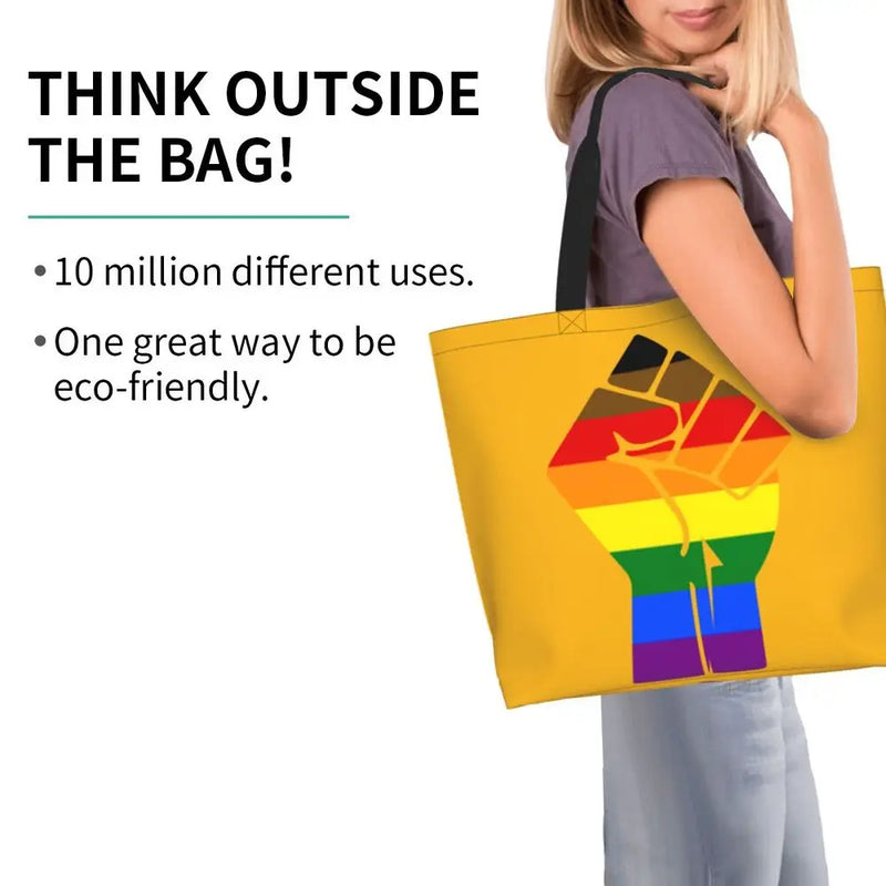 Bolsa bag Bandeira do Orgulho LGBT Progresso Bolsa de Compras Bolsa de Compras Feminina Bolsa de Ombro de Lona para Orgulho Gay Bolsas de Grande Capacidade bolsa grande LGBTQIAP+