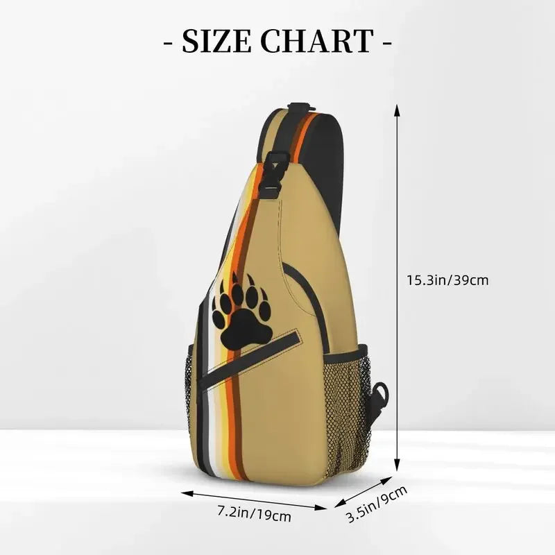 Bolsa tiracolo com bandeira LGBTQIAP+e pata de urso gay , beer bag, bolsa de ombro personalizada LGBT, mochila transversal de ombro para homens, mochila de viagem e caminhada